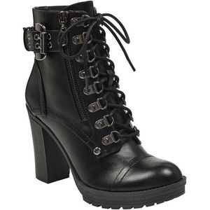 G by Guess Combat Boot Black Heels